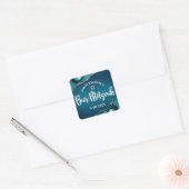 Sticker Carré Bar Mitzvah Turquoise Moderne Ombré Agate Script (Enveloppe)