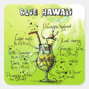 Sticker Carré Bar Tropical Cocktail Recette