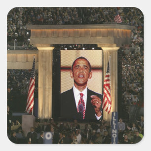 Sticker Carré Barak Obama parle à la nuit dernière du