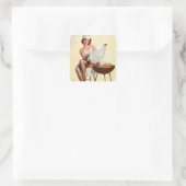 Sticker Carré Barbecue Pin-Up Girl (Sac)