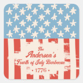 Sticker Carré Barbecue Red White & Blue Family (Devant)
