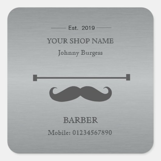 Sticker Carré Barber Shopping Coiffeur Hipster Professionnel (Devant)