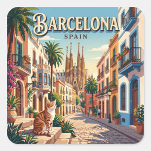 Sticker Carré Barcelone, Espagne