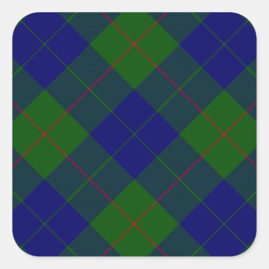 Sticker Carré Barclay tartan bleu vert plaid (Devant)