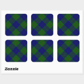 Sticker Carré Barclay tartan bleu vert plaid (Feuille)