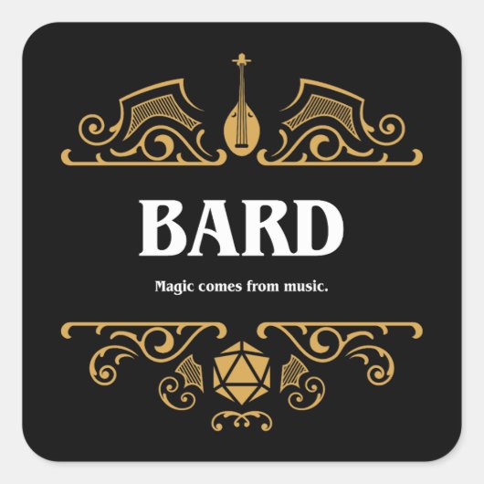 Sticker Carré Bard Classe Tablett Jeu RPG (Devant)
