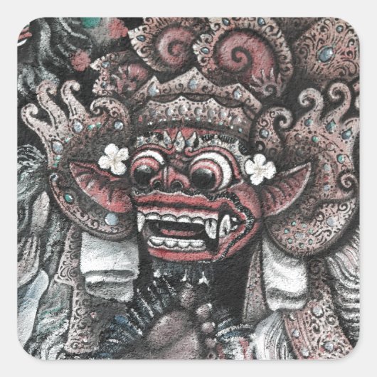 Sticker Carré Barong et Rangda Bali (Devant)