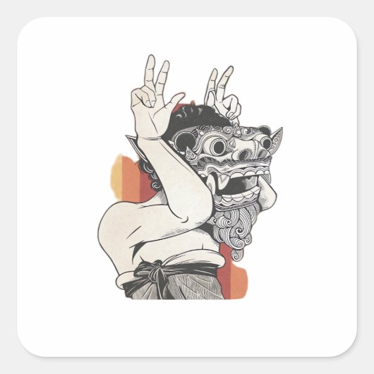 Sticker Carré Barong Peekaboo (Devant)
