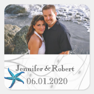 Sticker Carré Barre bleue avec mariage de corail argenté