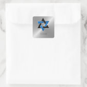 Sticker Carré Barre Mitzvah Silver Blue Black Star Adresse Sceau (Sac)