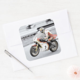 Sticker Carré Barry Sheene 2, la version teinte à la main