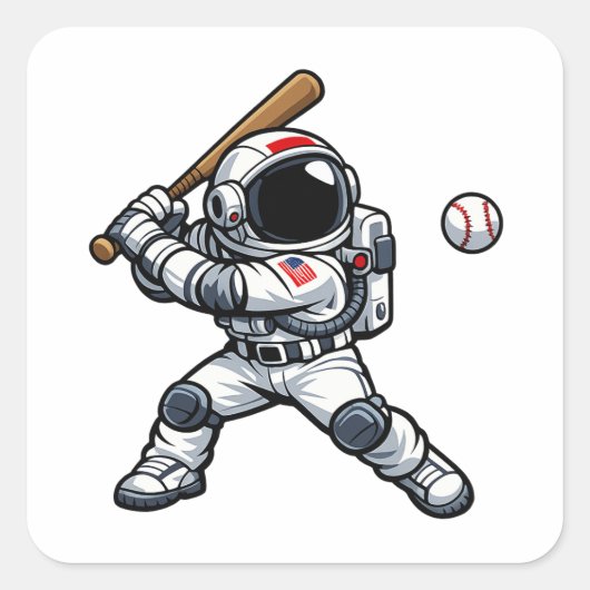 Sticker Carré Baseball Astronaute (Devant)