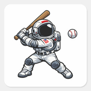 Sticker Carré Baseball Astronaute