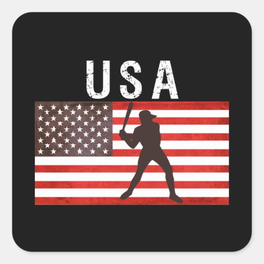 Sticker Carré Baseball USA Drapeau 2021, tokyo 2020 (Devant)