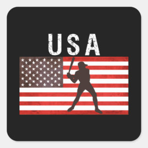 Sticker Carré Baseball USA Drapeau 2021, tokyo 2020