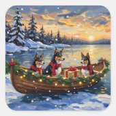 Sticker Carré Basenji Christmas Boat Holiday (Devant)