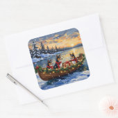 Sticker Carré Basenji Christmas Boat Holiday (Enveloppe)