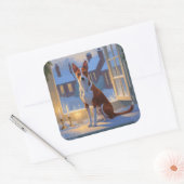 Sticker Carré Basenji With Christmas Lights Holiday (Enveloppe)