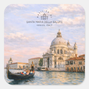 Sticker Carré Basilique de Venise Salute Aquarelle Dômes Iconiqu