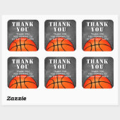 Sticker Carré Basket-ball Balle Chalkboard Anniversaire Merci (Feuille)