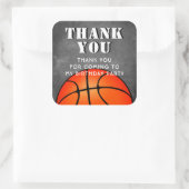 Sticker Carré Basket-ball Balle Chalkboard Anniversaire Merci (Sac)