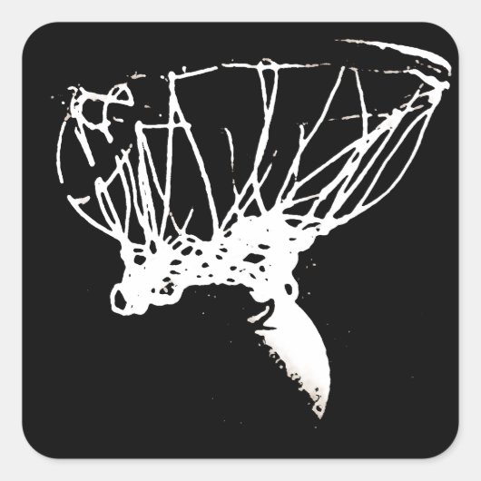 Sticker Carré Basket-ball Black White Pop Art (Devant)