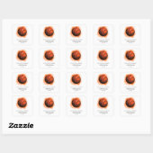 Sticker Carré Basket-ball / fête d'anniversaire Orange White (Feuille)