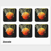 Sticker Carré Basket-ball J'aime votre nom (Feuille)