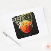 Sticker Carré Basket-ball J'aime votre nom (Enveloppe)