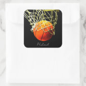 Sticker Carré Basket-ball J'aime votre nom (Sac)