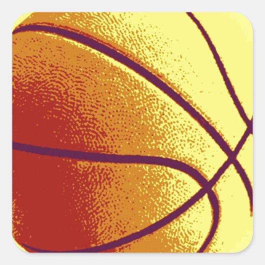 Sticker Carré Basket-ball Jaune Orange (Devant)