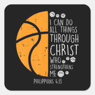 Sticker Carré Basket-ball je peux faire des choses Bible contre 