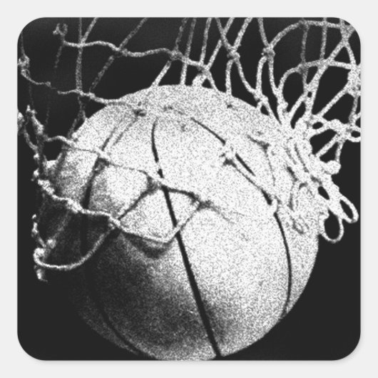 Sticker Carré Basket-ball noir et blanc (Devant)