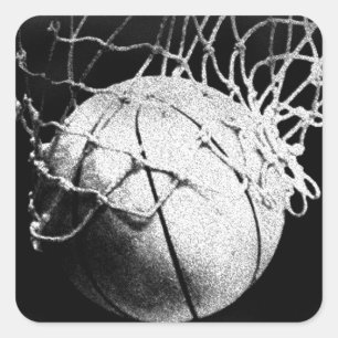 Sticker Carré Basket-ball noir et blanc