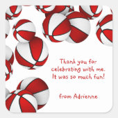 Sticker Carré basket-ball partie sport rouge blanc (Devant)