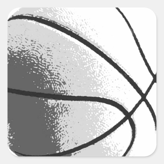 Sticker Carré Basket-ball pop art noir blanc gris tendance (Devant)