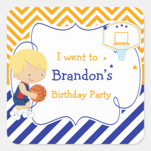 Sticker Carré Basketball Cute Blonde Hair Boy 'I'allé à