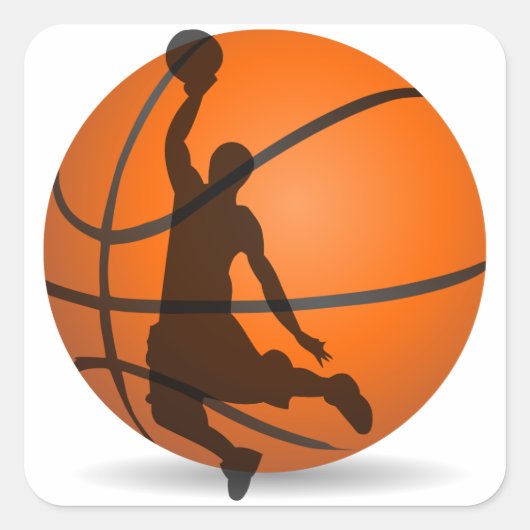 Sticker Carré basketball joueur silhouette pop art (Devant)