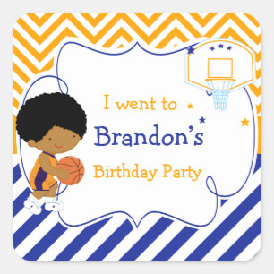 Sticker Carré Basketball mignonne African American Boy 'Je suis 