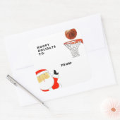 Sticker Carré Basketball Noël Tags cadeaux (Enveloppe)