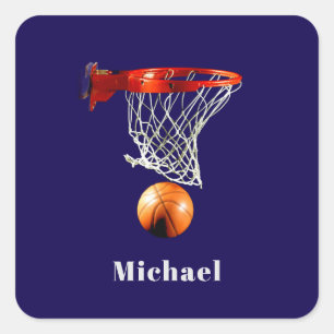 Sticker Carré Basketball Remplacez par Votre Nom