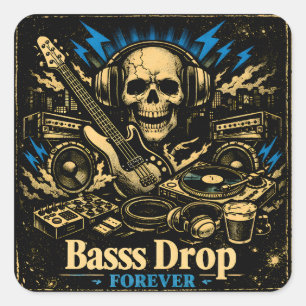 Sticker Carré Bass Drop – Puissance Musicale Basse Fréquence