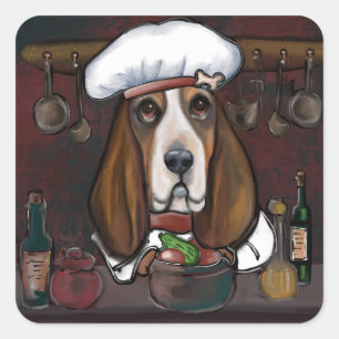 STICKER CARRÉ BASSET HOUND