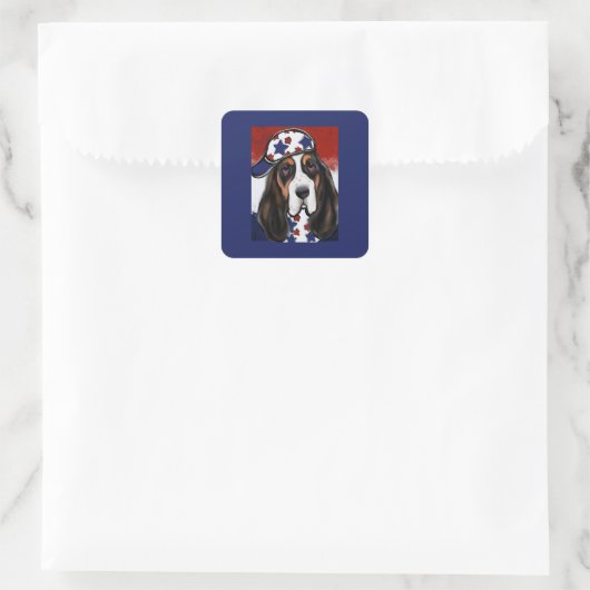 Sticker Carré Basset Hound (Sac)