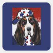 Sticker Carré Basset Hound (Devant)