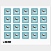 Sticker Carré Basset Hound Joyeux design d'anniversaire (Feuille)