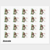 Sticker Carré Basset Hound Red Berry Holly Noël (Feuille)