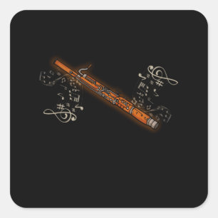 Sticker Carré Bassoon Player Cadeau Musique Big Band Jazz Music
