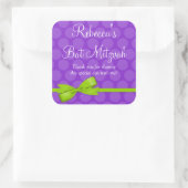 Sticker Carré Bat mitzvah à mâchoire vert violet à point imprimé (Sac)