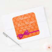 Sticker Carré Bat mitzvah à mâchoires imprimées rose orange (Enveloppe)